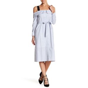 English Factory Striped Cold Shoulder Dress